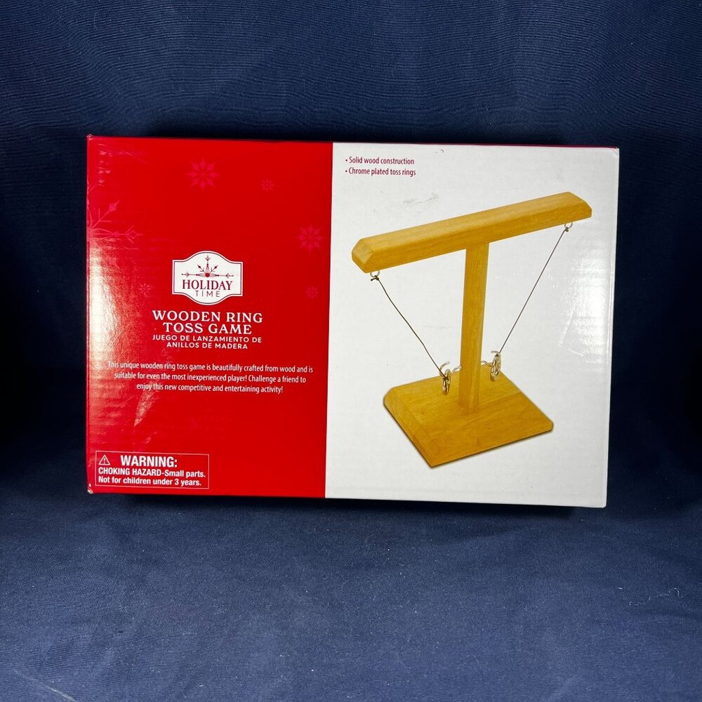 Wooden Ring Toss Game With Chrome Plated Toss Rings Solid Wood Construction Tabl